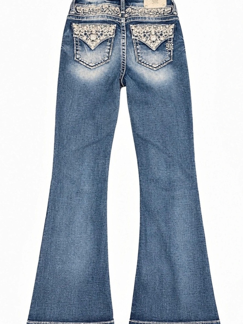 Miss Me Girls Lace Flap Pocket Bootcut Jeans Girls 10 Blue